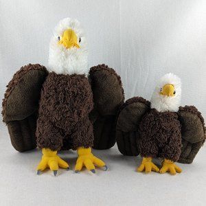 Pair of Wild Republic Bald Eagles 12" and 8" Realistic Plush Stuffed Animal Bird